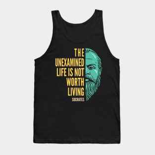 Socrates Portrait & Inspirational Quote: The Unexamined Life (color version) Tank Top